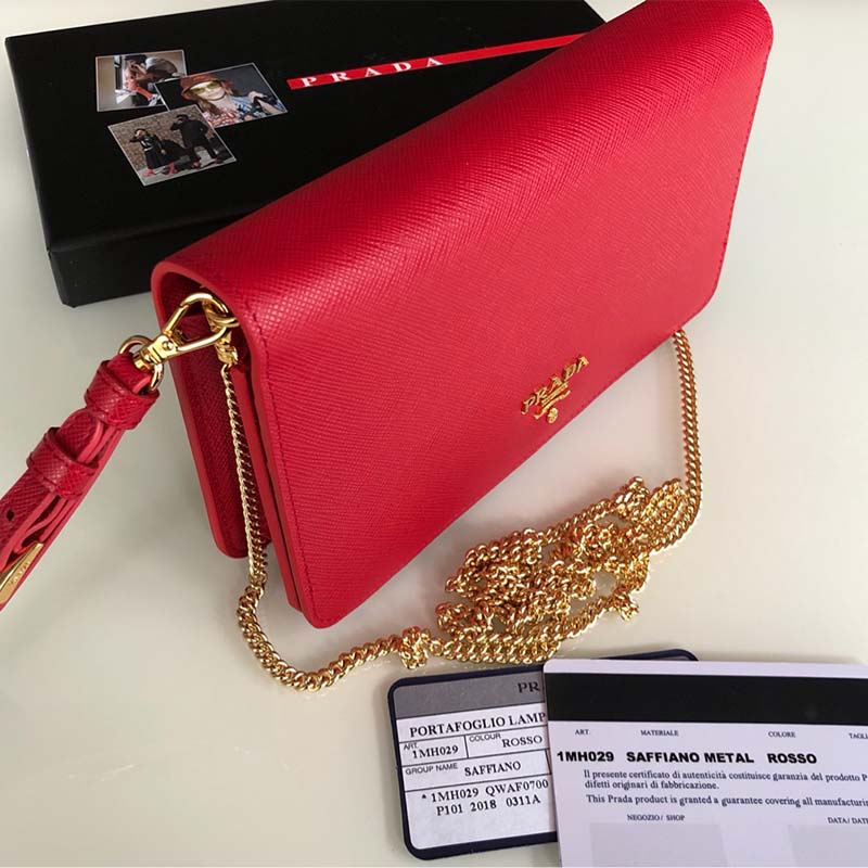 Prada Women Saffiano Leather Mini Bag-Red - image 5