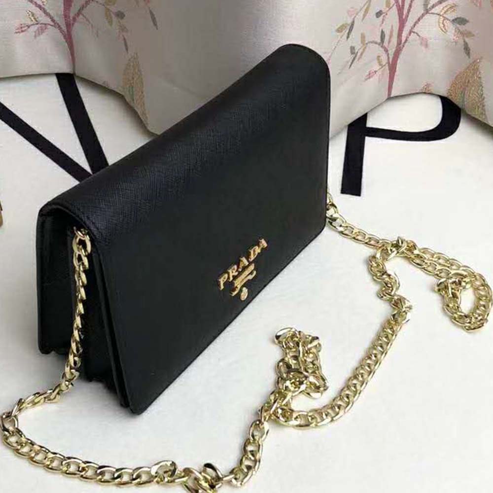 Prada Women Saffiano Leather Shoulder Bag-Black - image 5