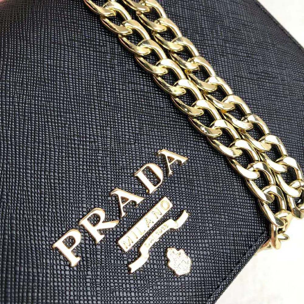 Prada Women Saffiano Leather Shoulder Bag-Black - image 9