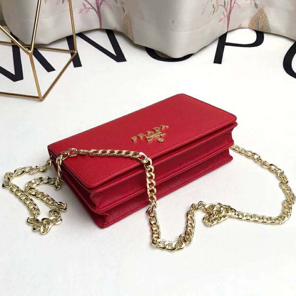 Prada Women Saffiano Leather Shoulder Bag-Red - image 5