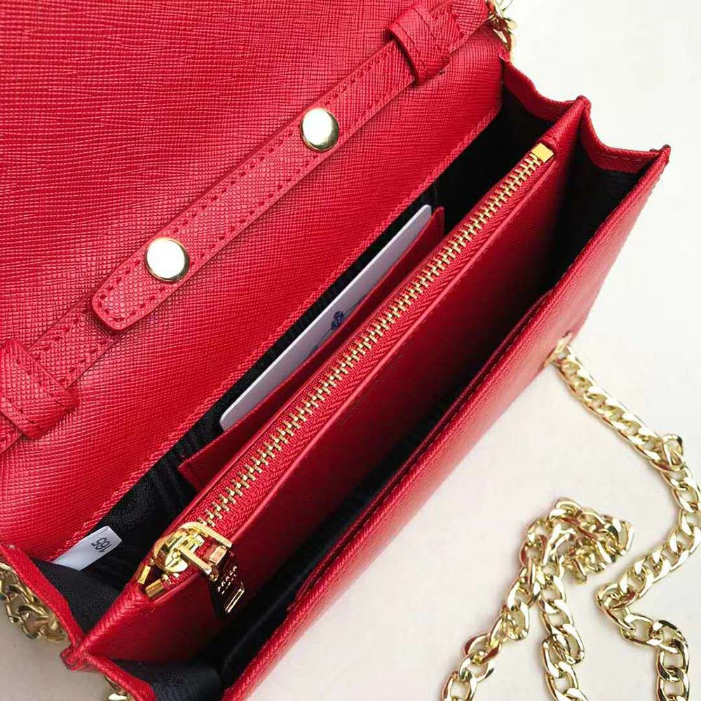 Prada Women Saffiano Leather Shoulder Bag-Red - image 8