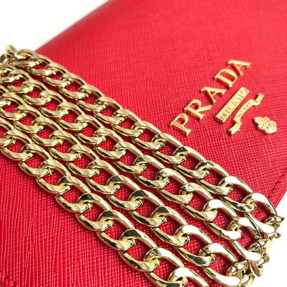 Prada Women Saffiano Leather Shoulder Bag-Red - image 9