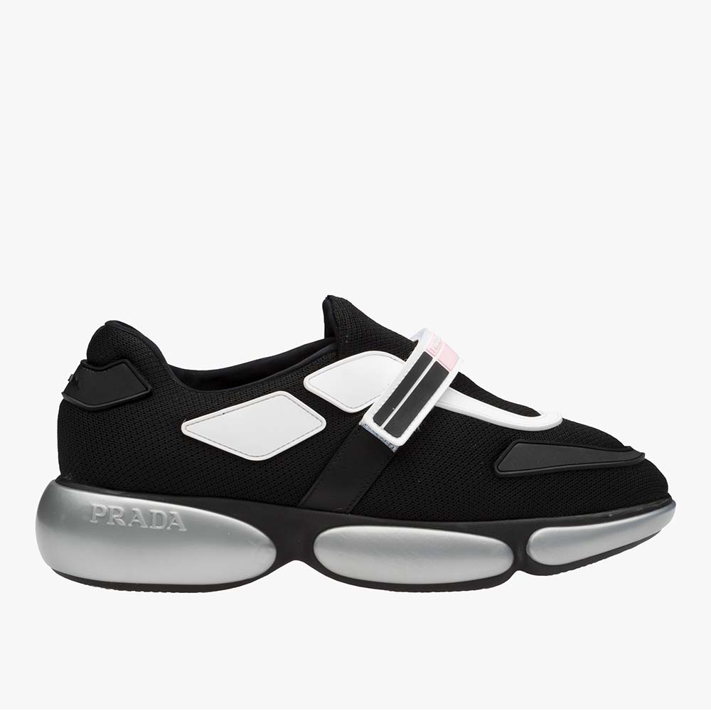 Side view of Prada Women Shoes Cloudbust Sneakers 40 mm Rubber Sole-Black