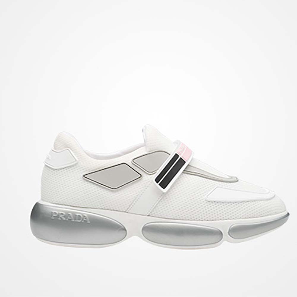 Side view of Prada Women Shoes Cloudbust Sneakers 40 mm Rubber Sole-White