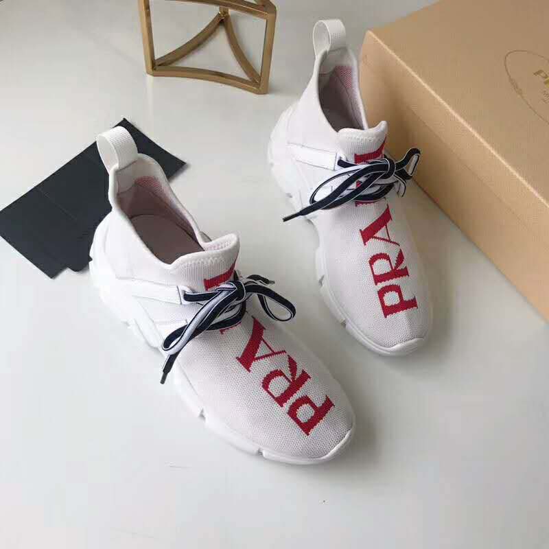 Prada Women Shoes Knit Sneakers 15mm Heel-White - image 8
