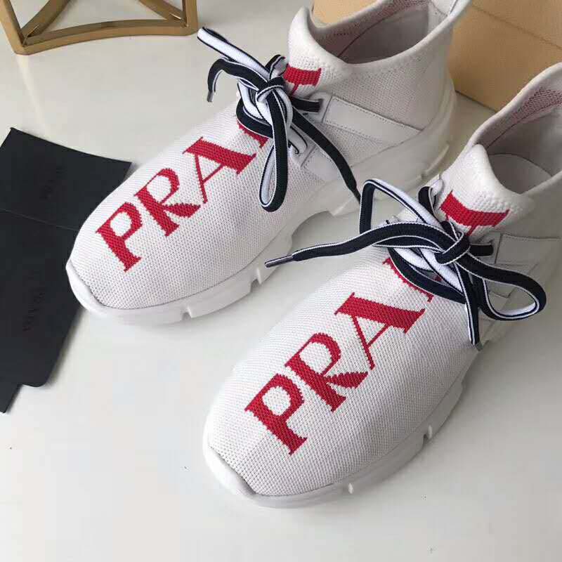 Prada Women Shoes Knit Sneakers 15mm Heel-White - image 5