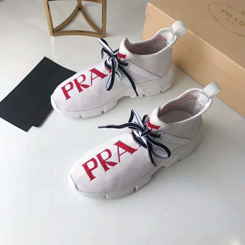 Prada Women Shoes Knit Sneakers 15mm Heel-White - image 7