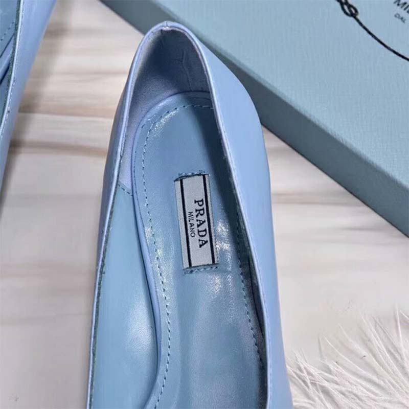 Prada Women Shoes Leather Pumps with Bow 55mm Heel-Blue - image 6