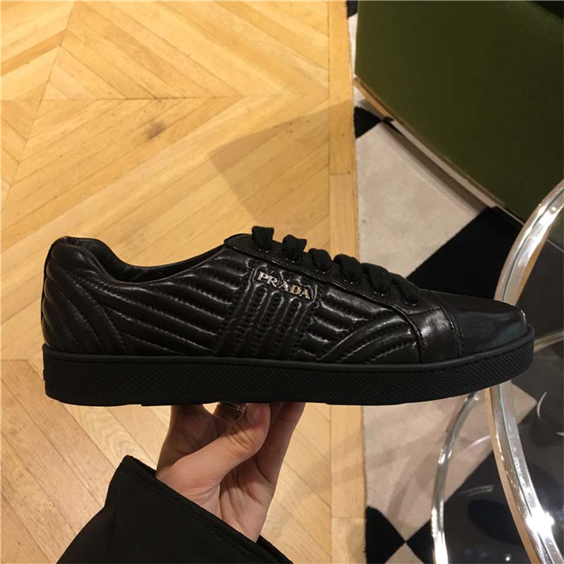 Top-down view showing silhouette and sole of Prada Women Shoes Nappa Leather Sneakers