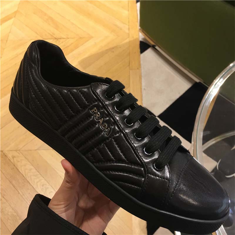 Prada Women Shoes Nappa Leather Sneakers 5 mm Rubber Sole-Black - image 4