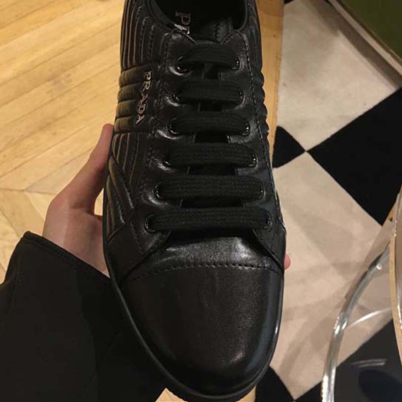 Prada Women Shoes Nappa Leather Sneakers 5 mm Rubber Sole-Black - image 5