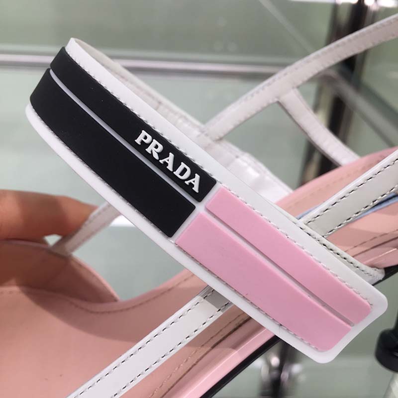 Prada Women Two-Tone Leather Slingbacks Shoes Pink - image 8