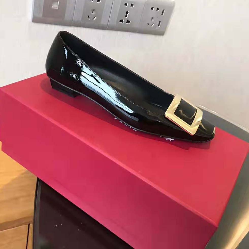 Close-up of signature buckle on Roger Vivier Belle Vivier Pumps