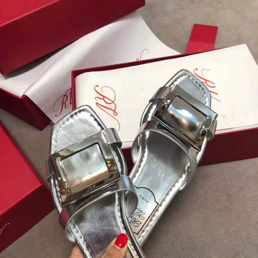 Roger Vivier Women Bikiviv’ Mules Flat Sandals-Silver - image 6