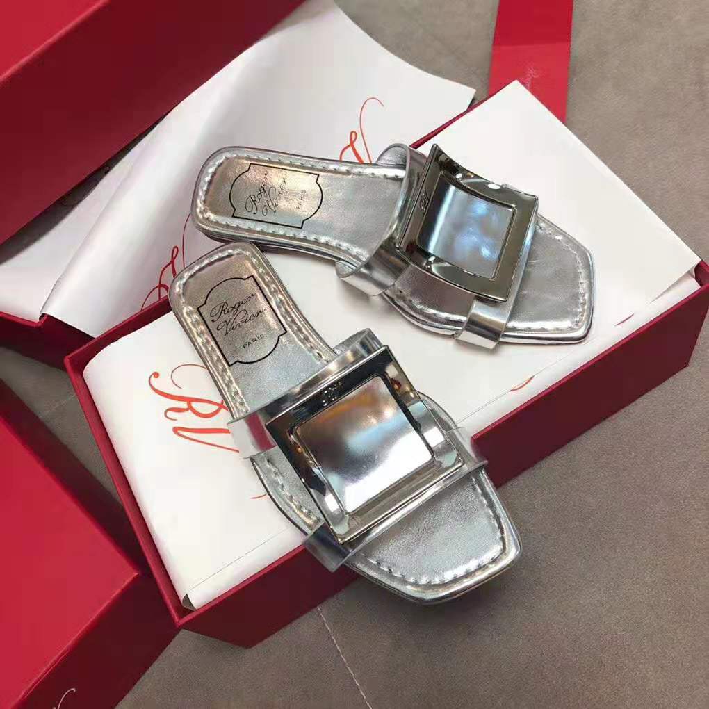 Roger Vivier Women Bikiviv’ Mules Flat Sandals-Silver - image 4