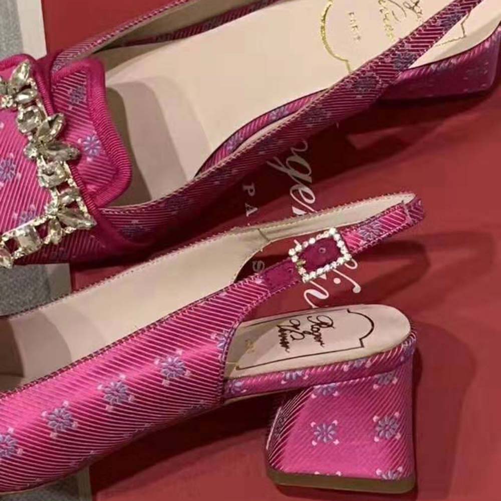 Roger Vivier Women Broche Vivier Sling Back Pumps-Rose - image 4