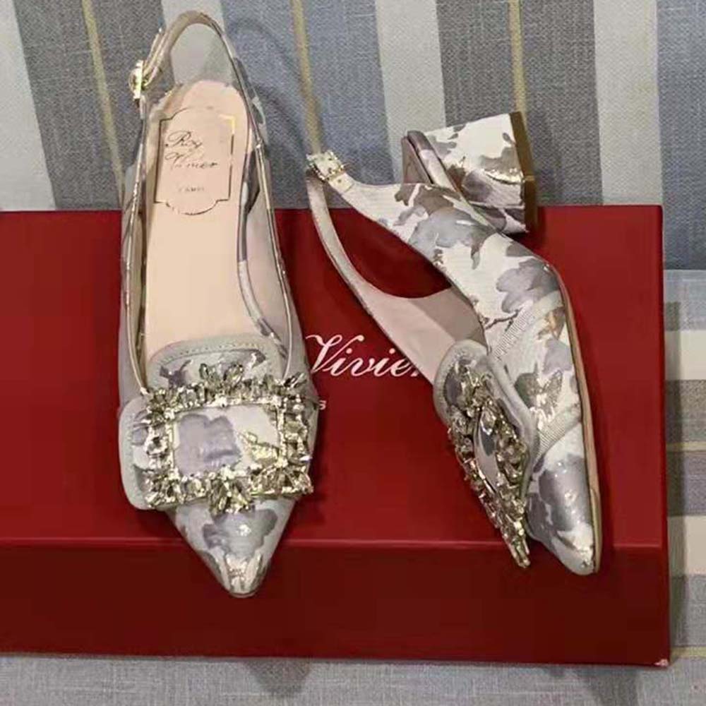Rear view showing adjustable slingback strap on Roger Vivier Pumps