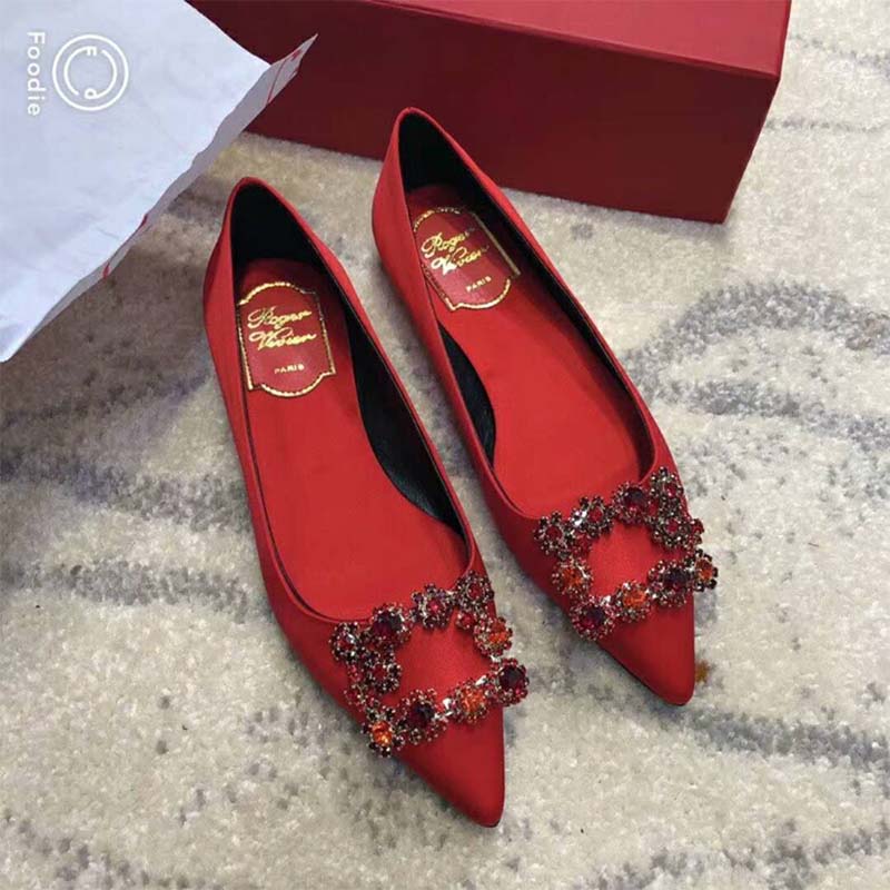 Roger Vivier Women Flower Strass Buckle Ballerinas Silk Satin 5mm Heel - image 5