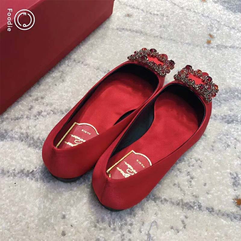 Roger Vivier Women Flower Strass Buckle Ballerinas Silk Satin 5mm Heel - image 4