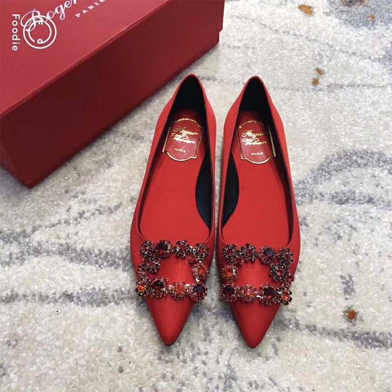 Roger Vivier Women Flower Strass Buckle Ballerinas Silk Satin 5mm Heel - image 6