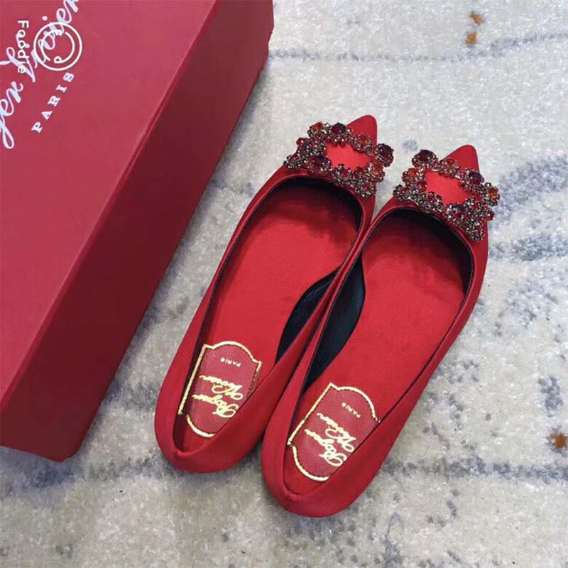 Roger Vivier Women Flower Strass Buckle Ballerinas Silk Satin 5mm Heel - image 7