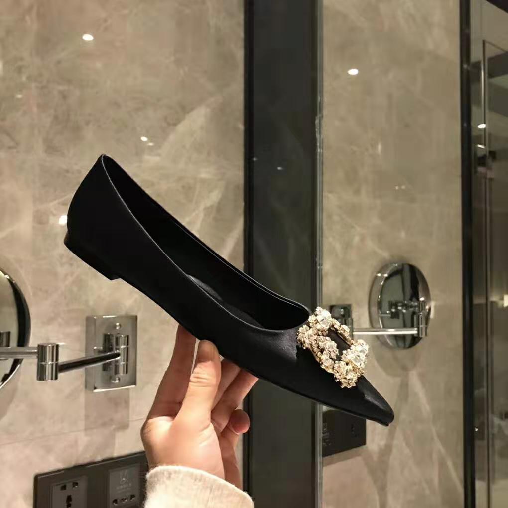 Roger Vivier Women Flower Strass Buckle Ballerinas Silk Satin-Black - image 4