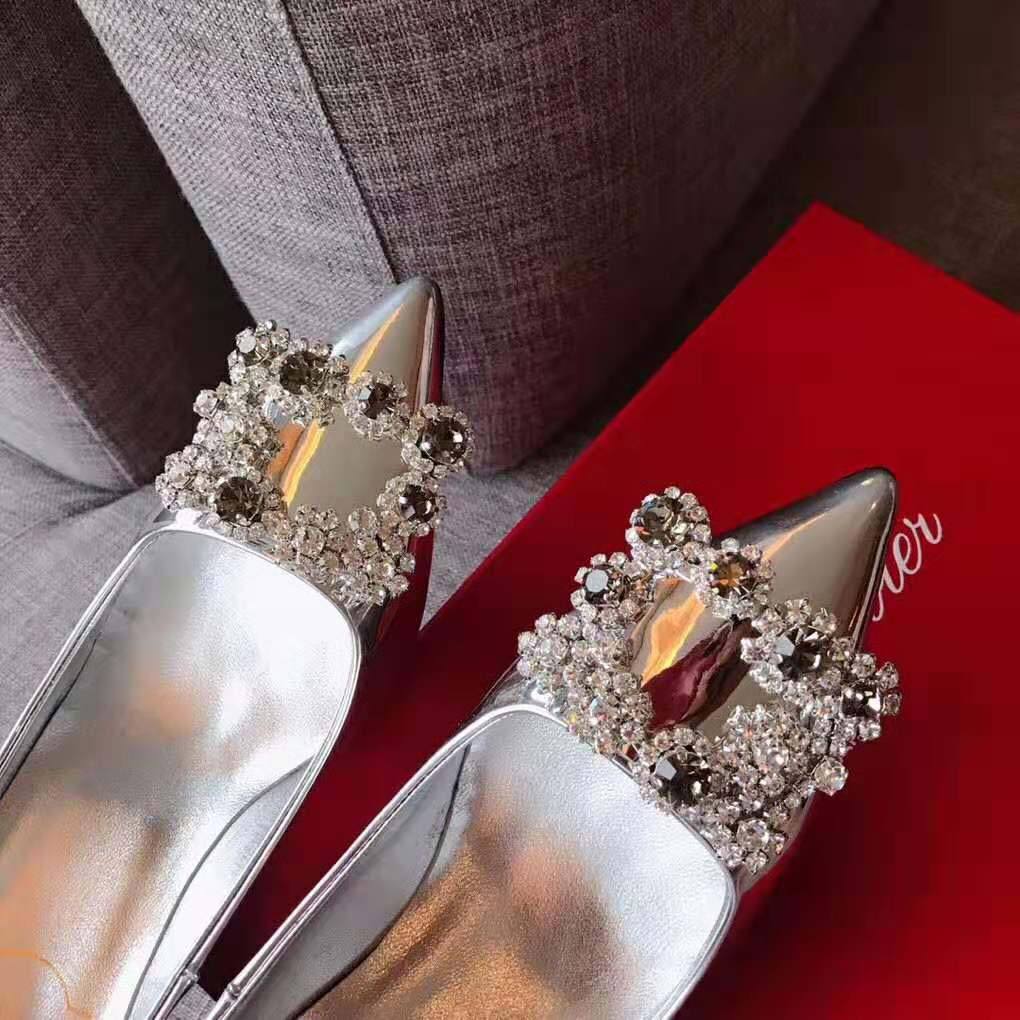 Roger Vivier Women Flower Strass Buckle Pumps-Silver - image 8