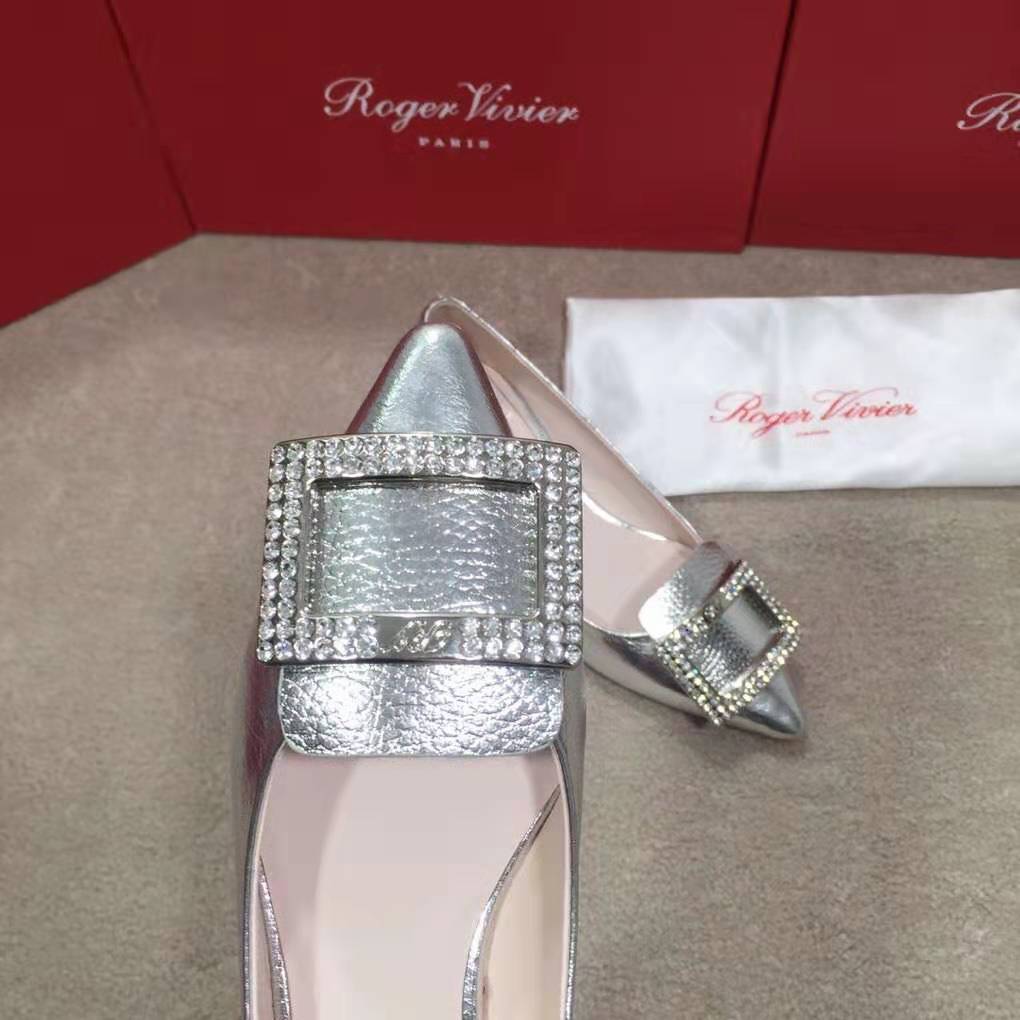 Roger Vivier Women Gommettine Strass Buckle Ballerinas-Silver - image 8