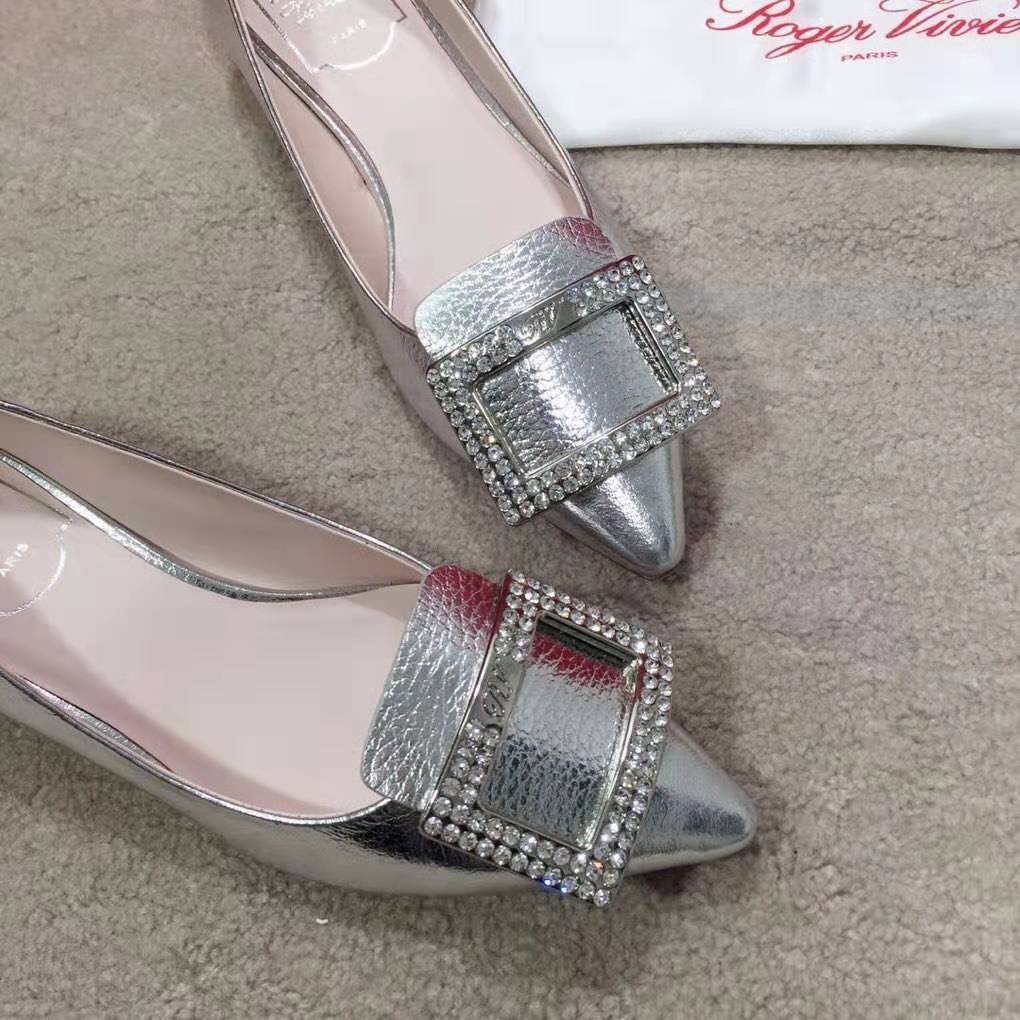 Roger Vivier Women Gommettine Strass Buckle Ballerinas-Silver - image 7