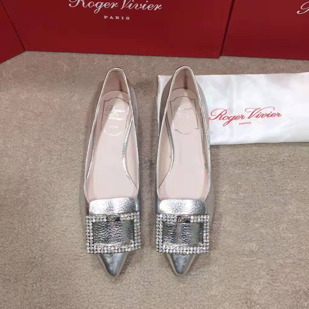 Roger Vivier Women Gommettine Strass Buckle Ballerinas-Silver - image 5