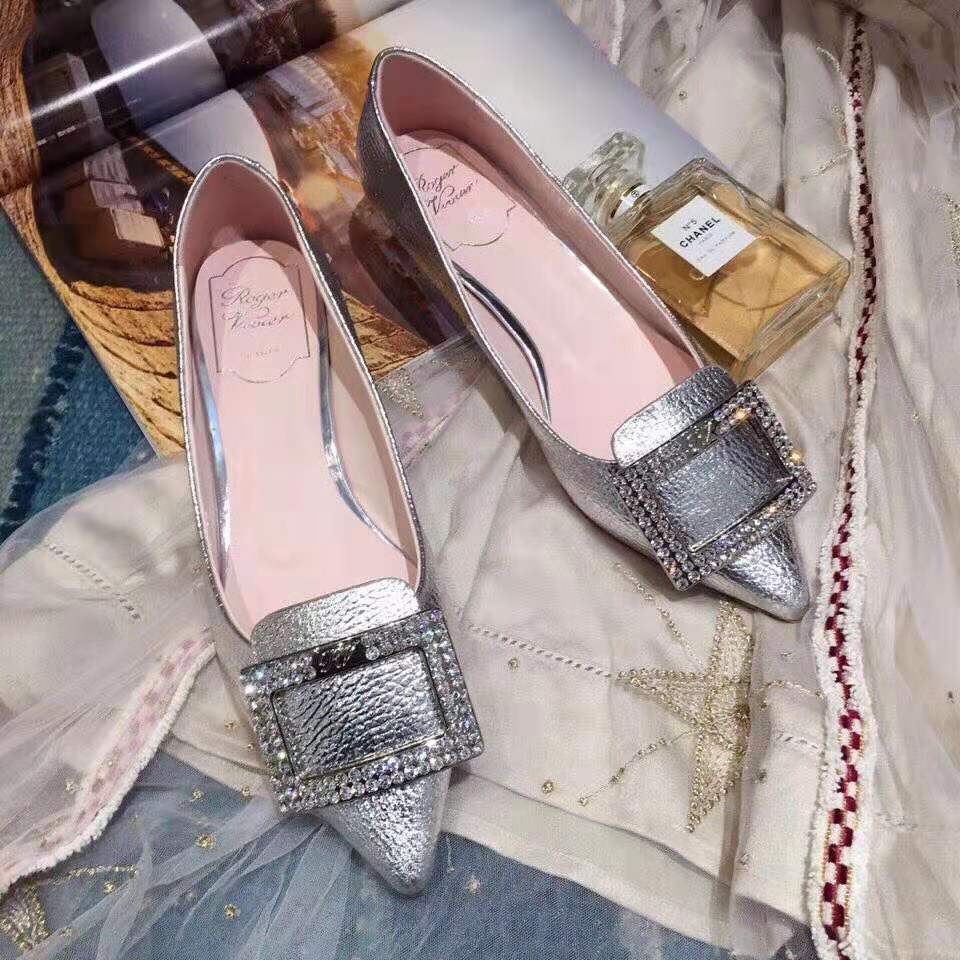Roger Vivier Women Gommettine Strass Buckle Ballerinas-Silver - image 6