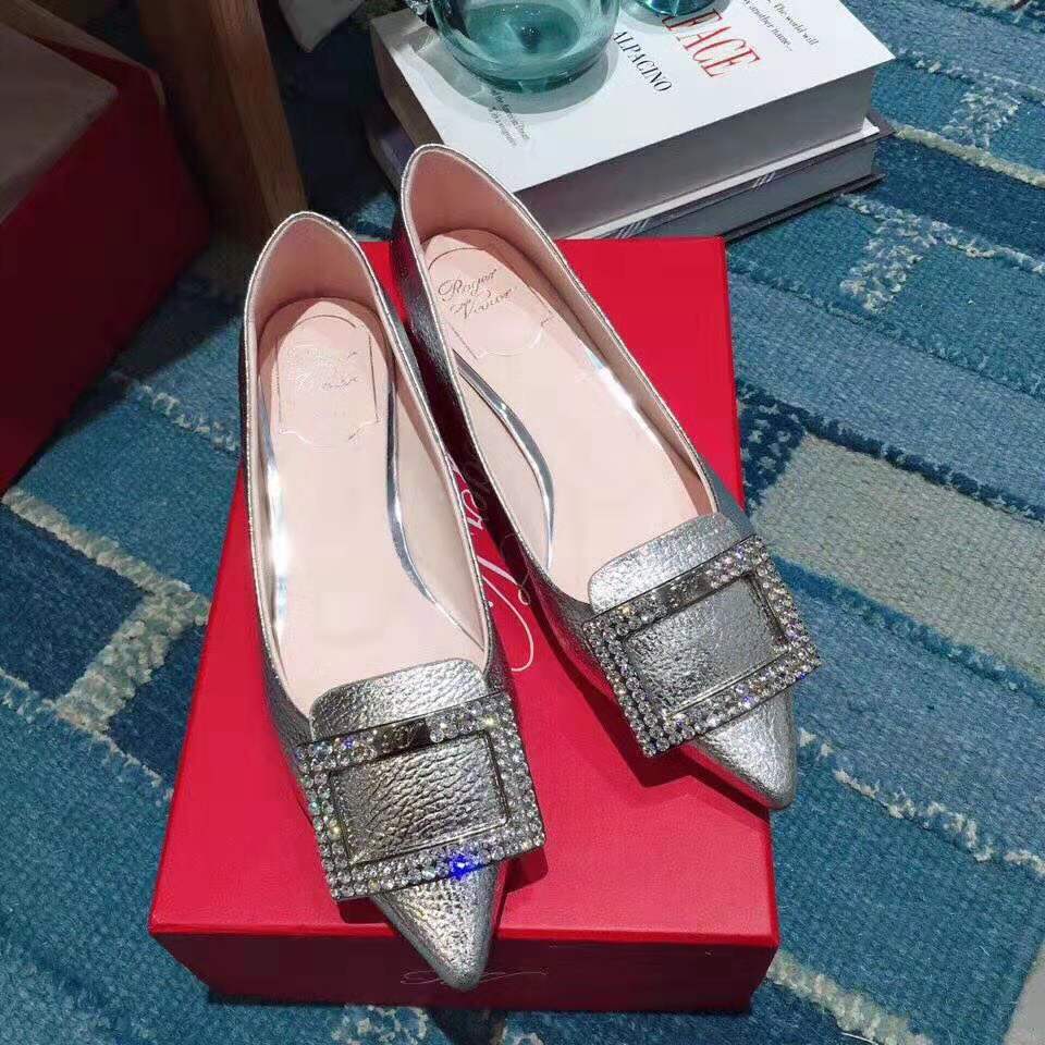 Roger Vivier Women Gommettine Strass Buckle Ballerinas-Silver - image 4