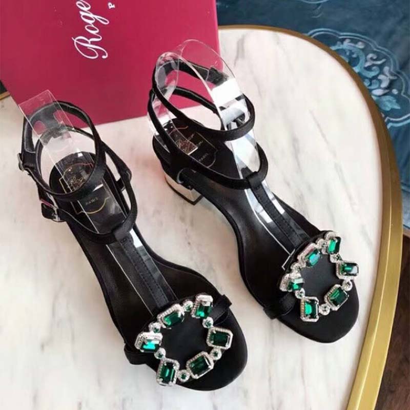 Roger Vivier Women Podium Crown Jewels Sandals 5cm Heel-Black - image 4