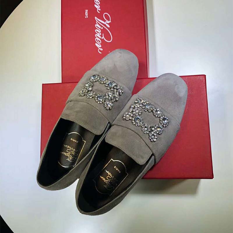 Roger Vivier Women Shoes Flower Strass Loafers in Silk-Silver - image 5