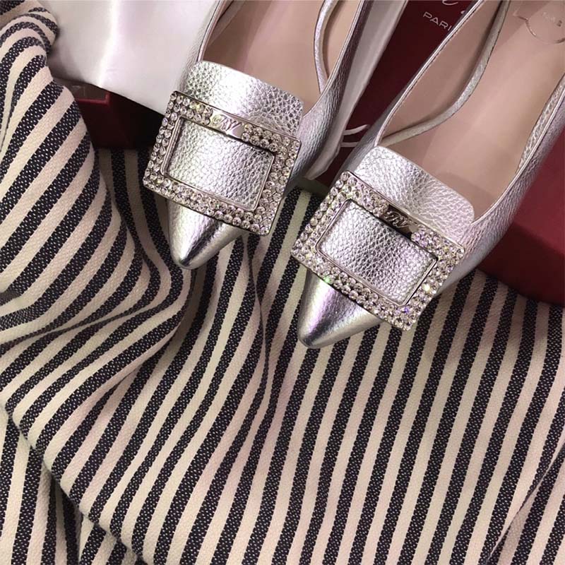 Roger Vivier Women Shoes Gommettine Strass Buckle Ballerinas 25mm Heel - image 8