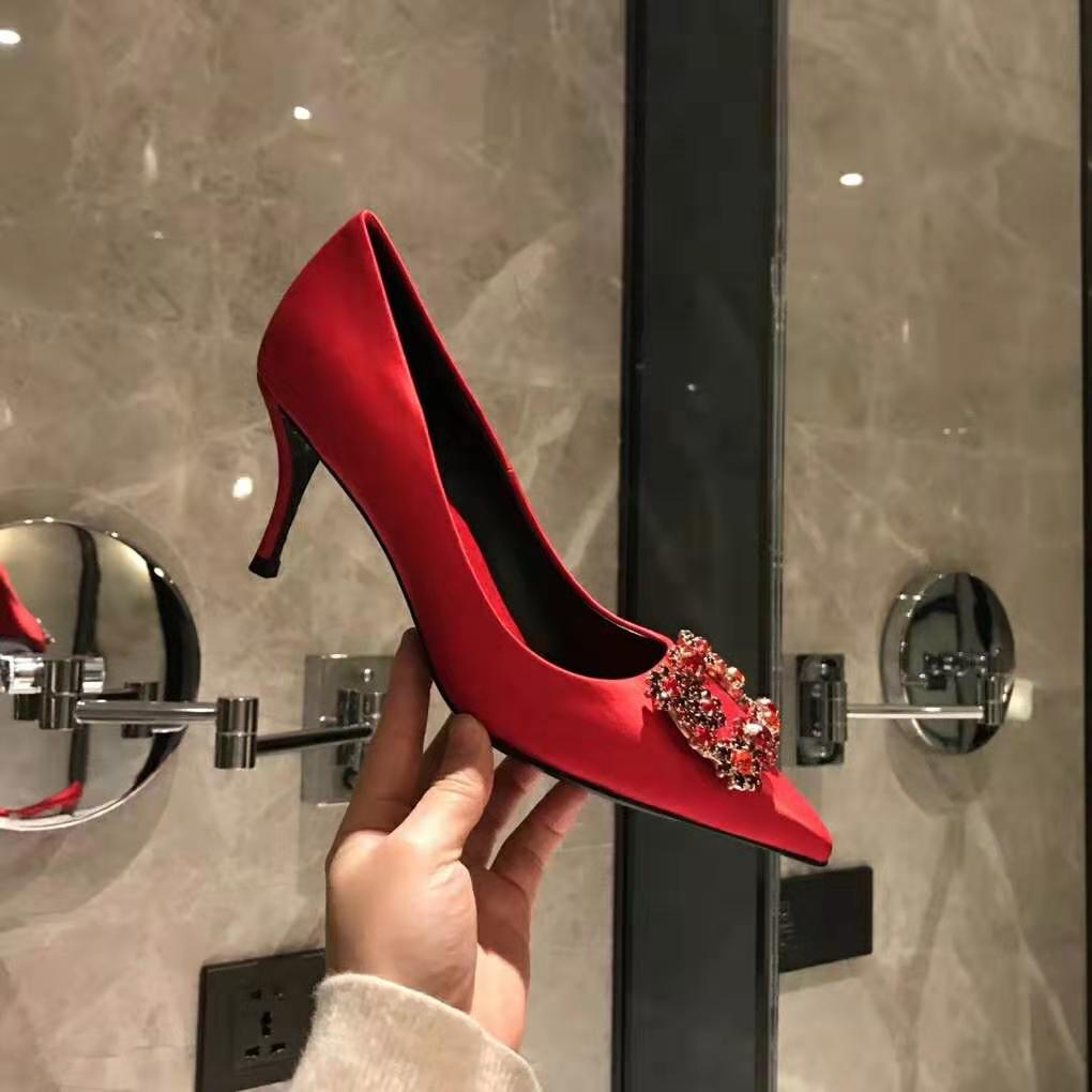 Roger Vivier Women Silk Flower Strass Pumps 6.6 cm Heel-Red - image 4