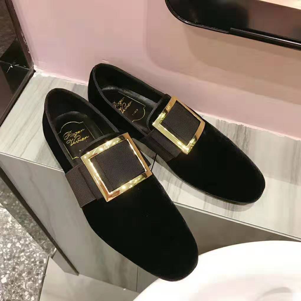 Top view highlighting sleek black leather of Roger Vivier Women Tuxedo Loafers-Black