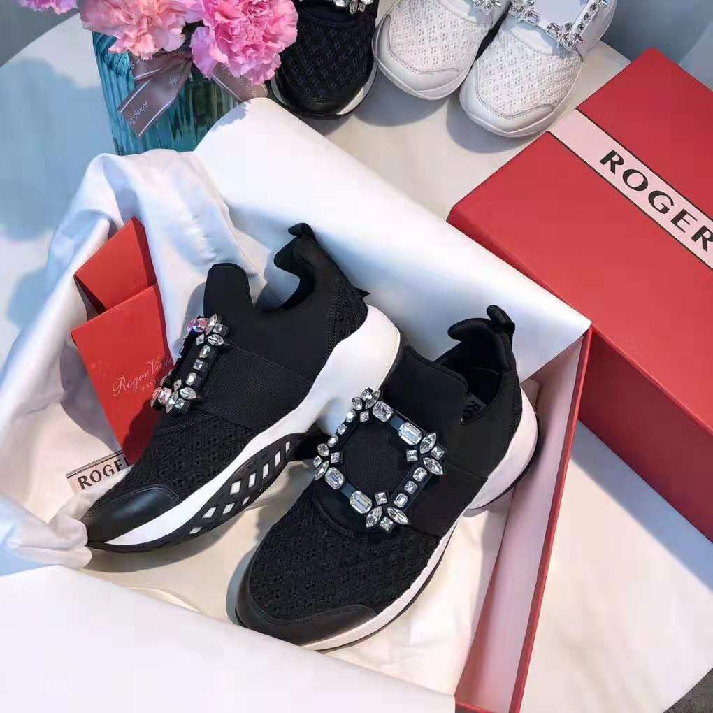 Roger Vivier Women Viv’ Run Strass Buckle Sneakers-Black - image 4