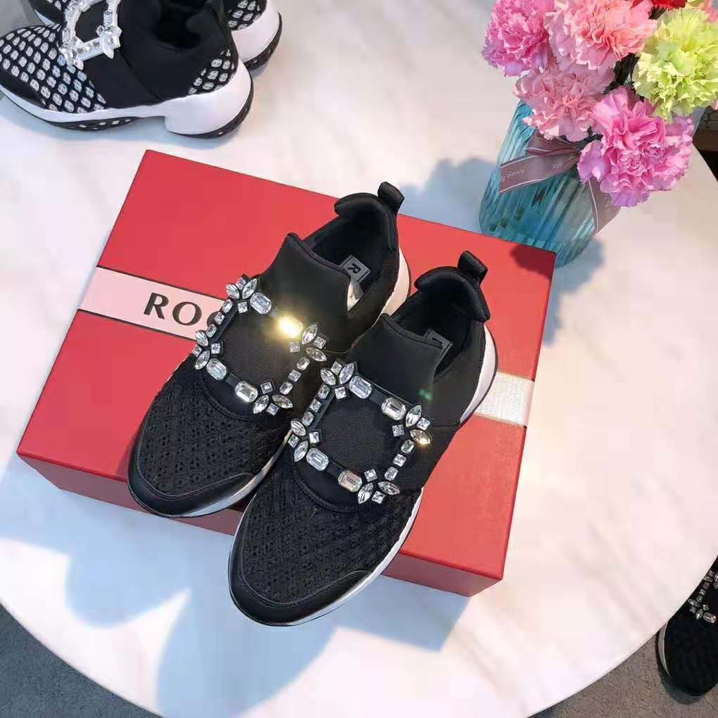 Roger Vivier Women Viv’ Run Strass Buckle Sneakers-Black - image 6