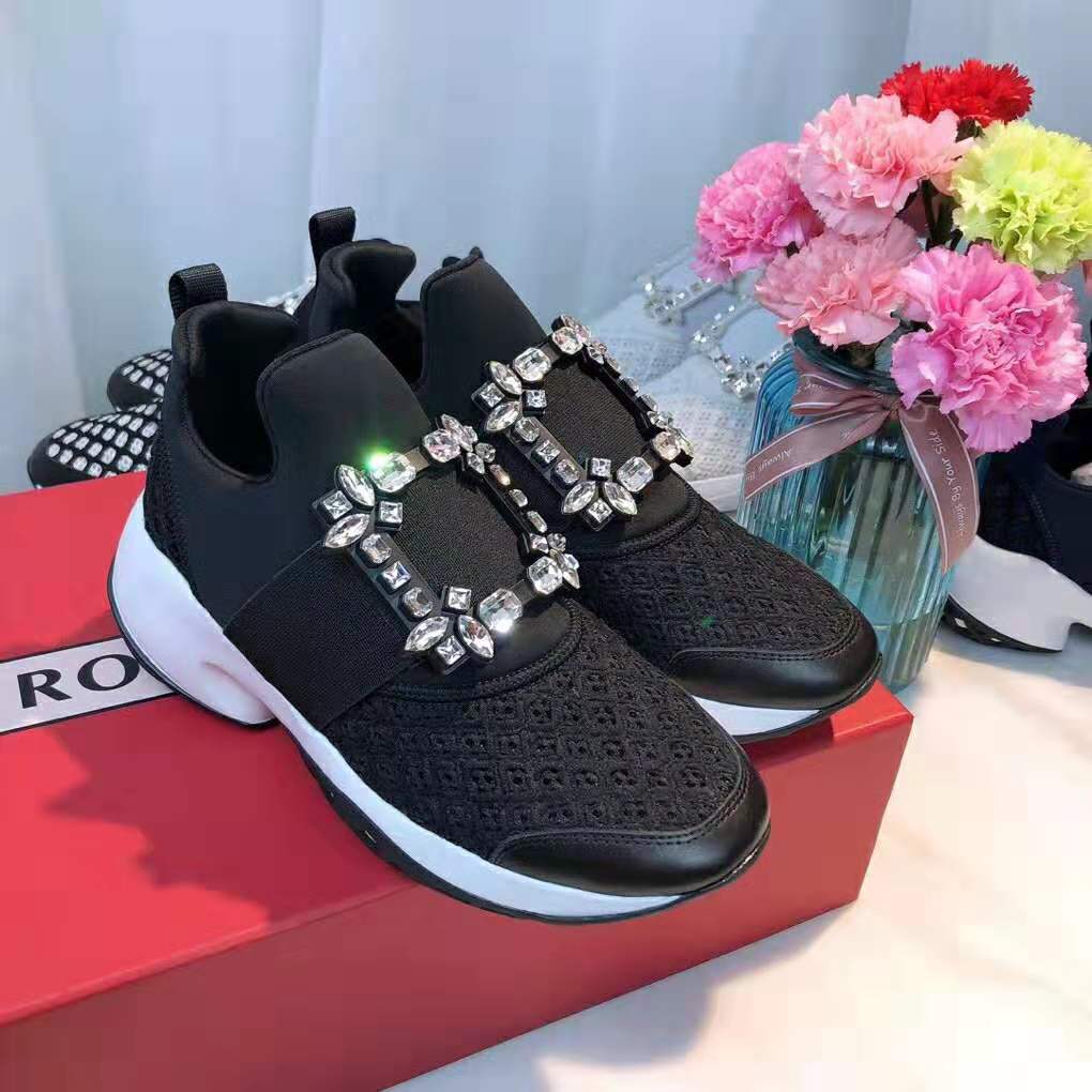 Roger Vivier Women Viv’ Run Strass Buckle Sneakers-Black - image 5