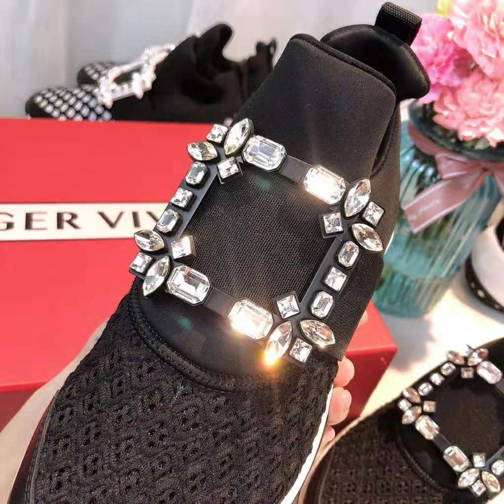 Roger Vivier Women Viv’ Run Strass Buckle Sneakers-Black - image 7