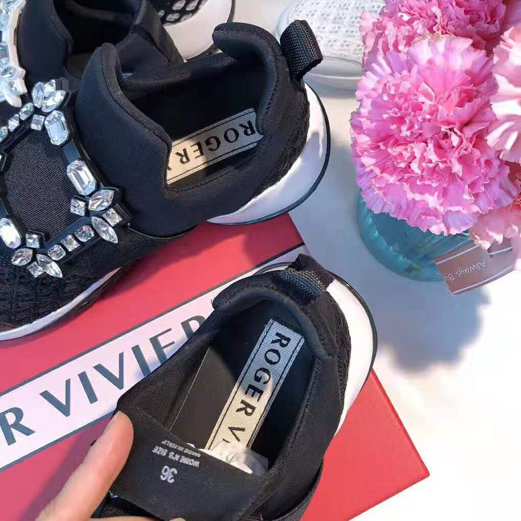 Roger Vivier Women Viv’ Run Strass Buckle Sneakers-Black - image 9