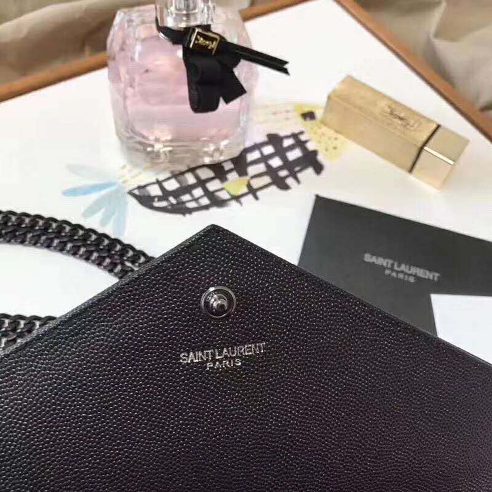Saint Laurent Monogram Chain Wallet Grain De Poudre Embossed-Black - image 10