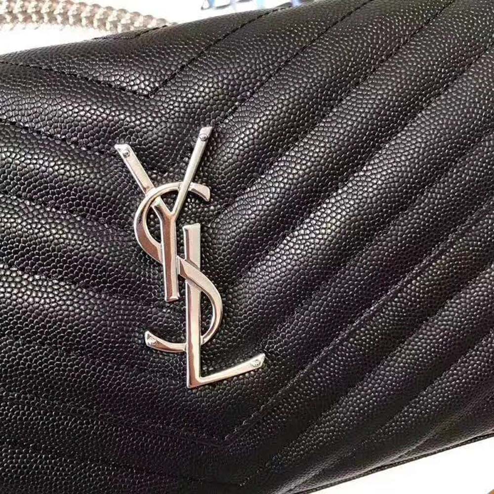 Saint Laurent Monogram Chain Wallet Grain De Poudre Embossed-Silver - image 8