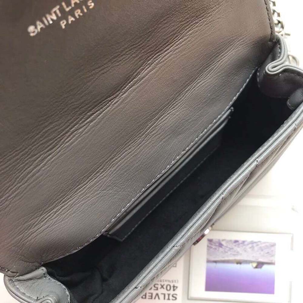 Saint Laurent YSL Classic Medium College Bag Matelasse Leather-Grey - image 8