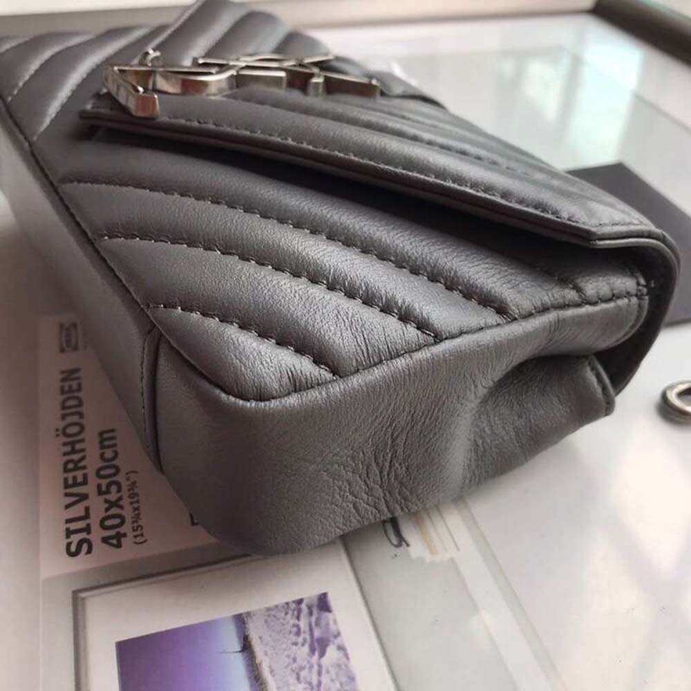 Saint Laurent YSL Classic Medium College Bag Matelasse Leather-Grey - image 7