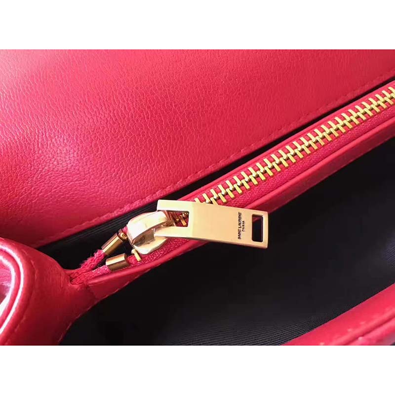 Saint Laurent YSL Classic Medium College Bag Matelasse Leather-Red - image 9
