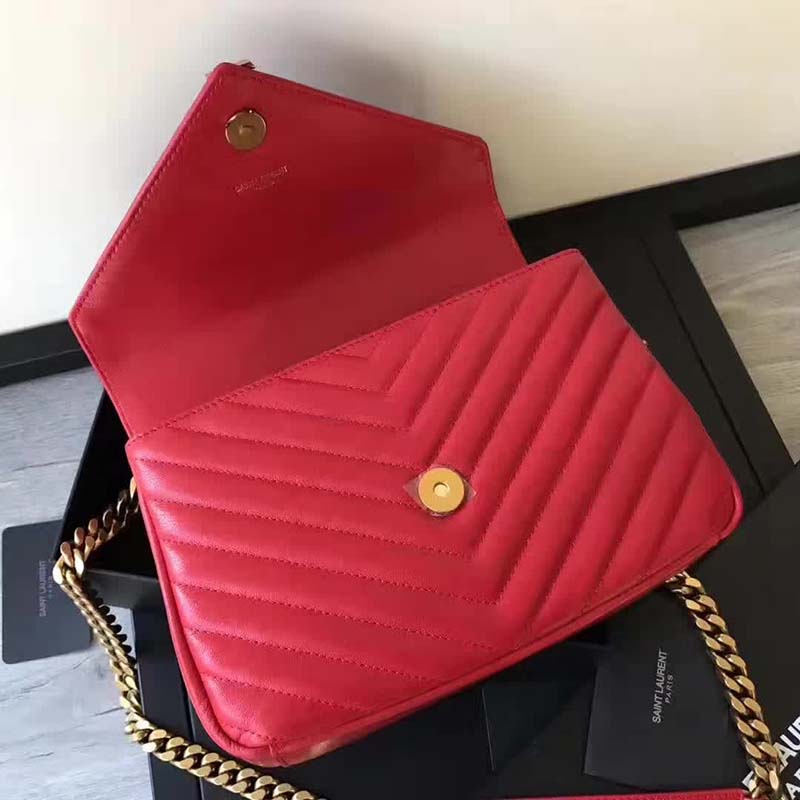 Saint Laurent YSL Classic Medium College Bag Matelasse Leather-Red - image 5