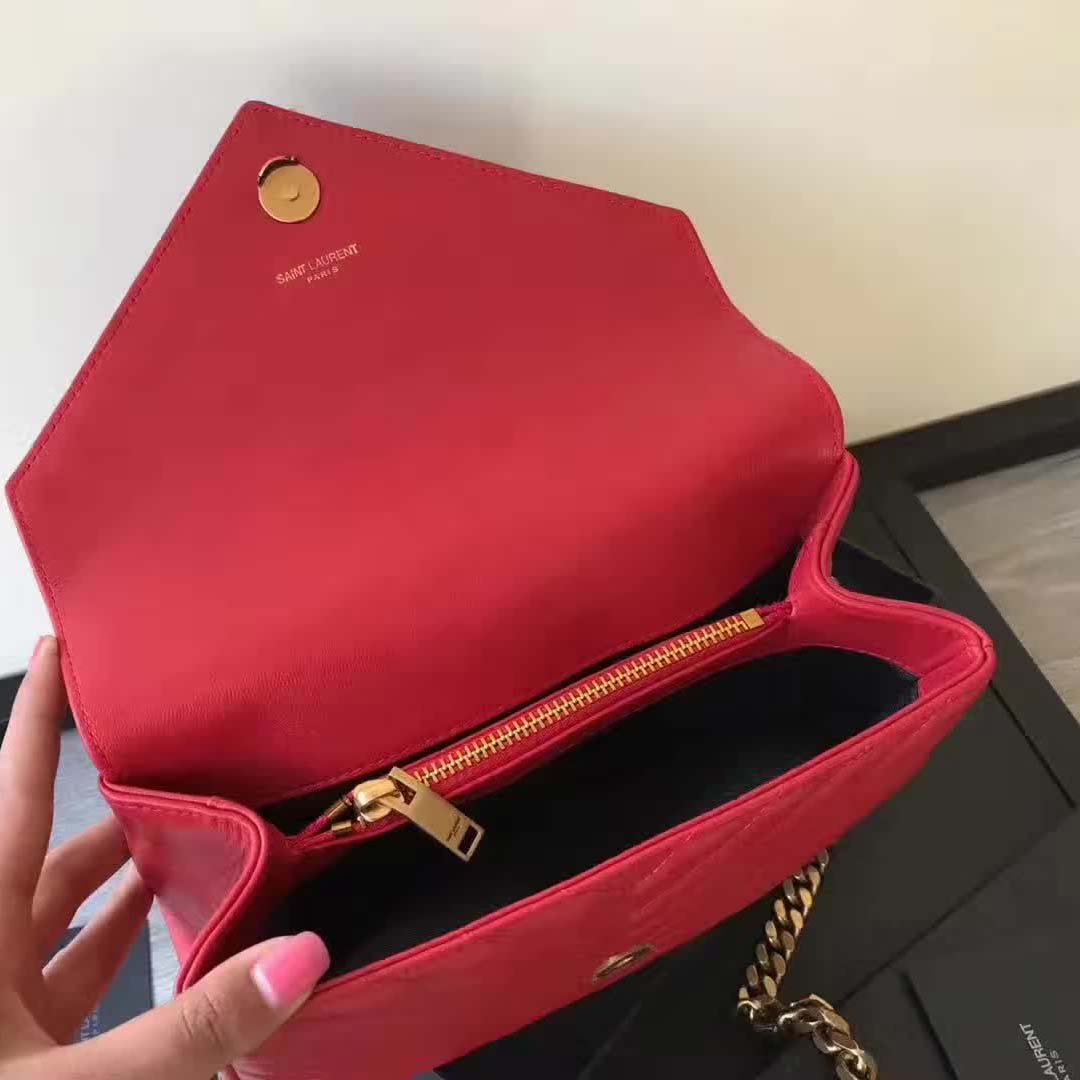 Saint Laurent YSL Classic Medium College Bag Matelasse Leather-Red - image 6