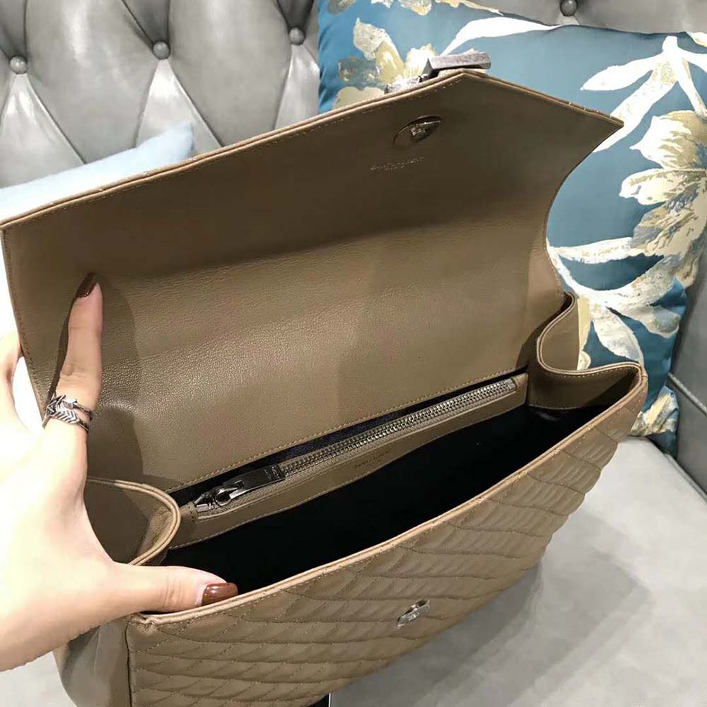 Saint Laurent YSL Large Envelope Mixed Grain De Poudre Matelasse-Sandy - image 8